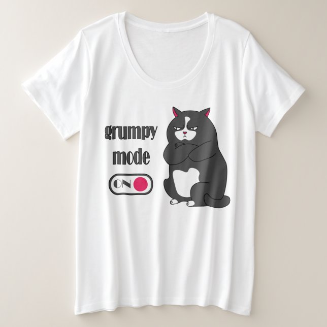 Camiseta Modo rabugento em gato gordo engraçado (Frente do Design)