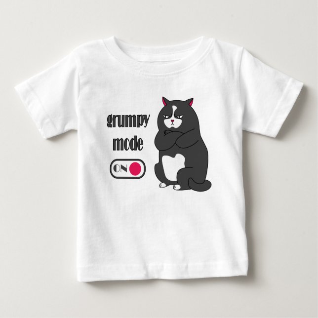 Camiseta Modo rabugento em gato gordo engraçado (Frente)