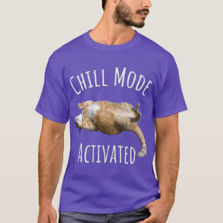 Camiseta Modo Relax Ativado Design de Gato Relaxando