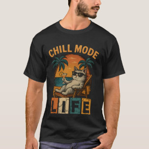 Camiseta modo relax ativado - Um gato com óculos