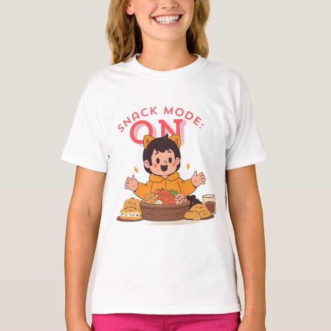 Camiseta Modo Snack: ON - Personagem de desenho animado em  (Frente)