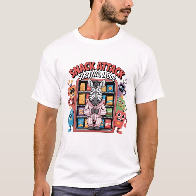 Camiseta Modo Sobrevivência Ataque de Lanche Zebra Engraçad (Frente)