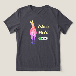 Camiseta Modo Zebra ATIVADO, Cores das Listras do Arco-íris