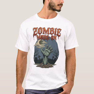 Camiseta Modo Zumbi Halloween Mão Lua Cemitério_1