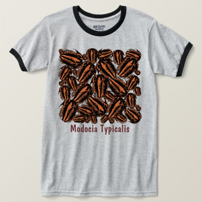 Camiseta Modocia Typicalis, enxame de trilobito fóssil (Frente do Design)
