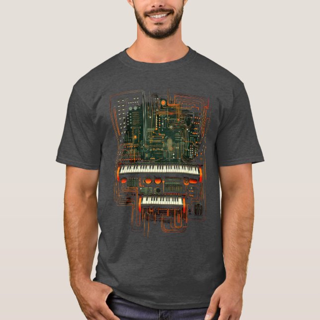 Camiseta Modular Synthesizer Electronic Music with Keyboard (Frente)