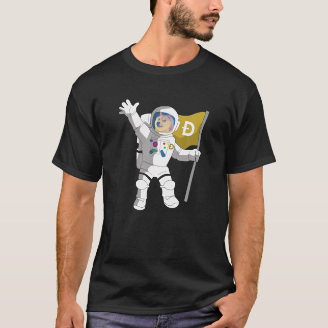 CAMISETA MOEDA DE CÃES DE CÃES DE CÃES SHIBA INU ASTRONAUTA (Frente)