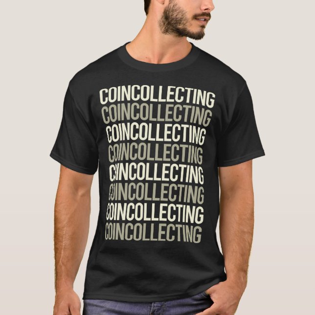 Camiseta Moeda de Texto Branco Coleção de Moedas (Frente)