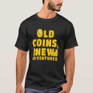 Camiseta Moedas Antigas Novas Aventuras Numismática Coleta