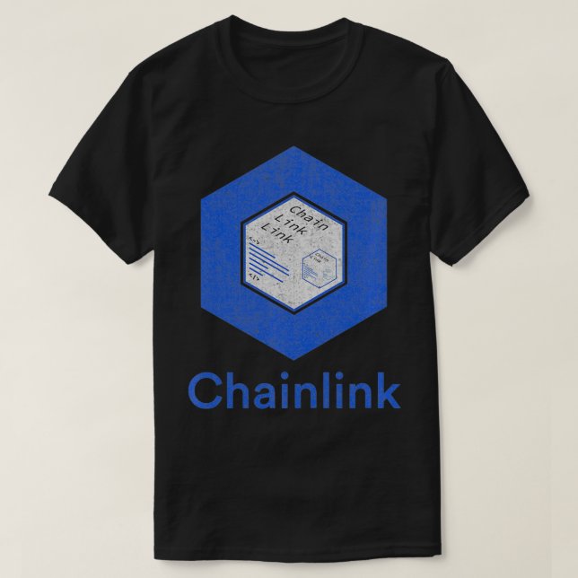 Camiseta Moedas Chainlink, Oracle Descentralizada, Bloqueio (Frente do Design)