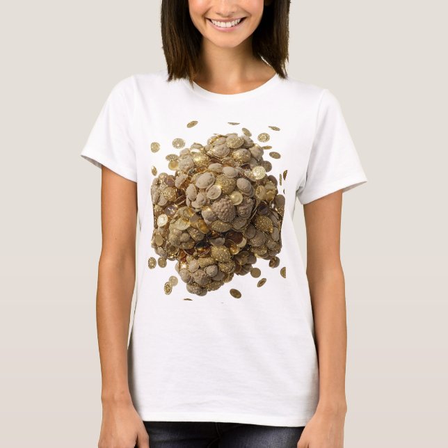 Camiseta Moedas de Ouro e Estrelas Prateadas com Design Ous (Frente)