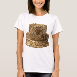 Camiseta Moedas de Ouro Prateadas Clássicas no Design de Ci