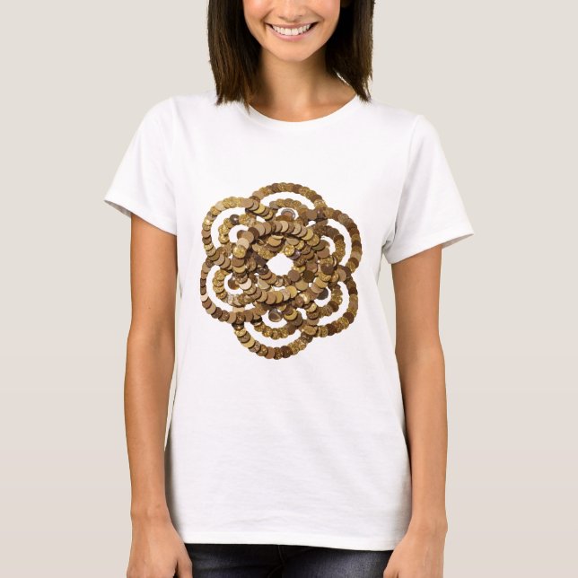 Camiseta Moedas de ouro prateadas modernas em uma formação  (Frente)
