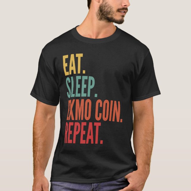 Camiseta Moedas Exmo Cripto Comer Sono Exmo Moedas Repetir (Frente)