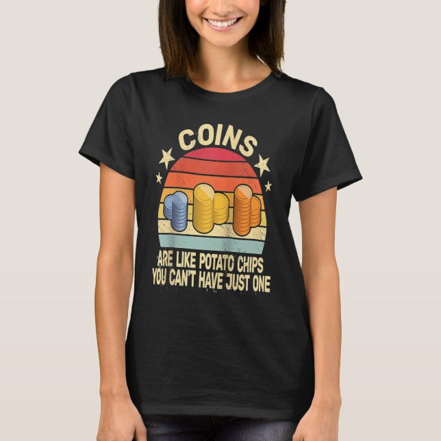 Camiseta Moedas são como Batata Chips retro Homens Coleta d (Frente)
