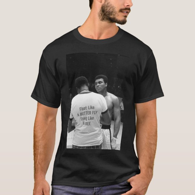 Camiseta mohamed ali, flutuando como uma mosca manteiga fer (Frente)