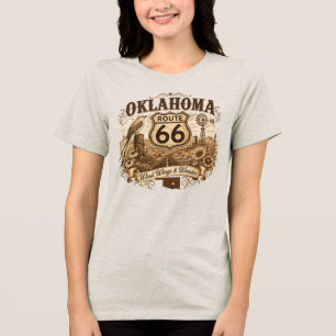 Camiseta Moinho de Vento da Campina de Oklahoma em Sépia Re