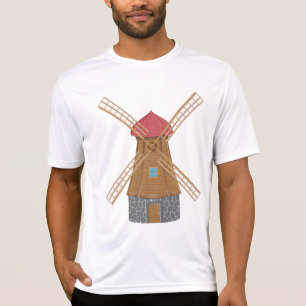 Camiseta Moinho de Vento de Madeira Rústico Tradicional