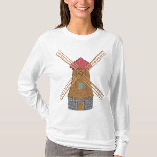Camiseta Moinho de Vento de Madeira Tradicional Rústico