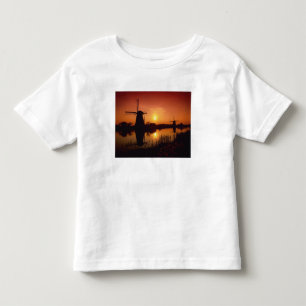 Camiseta Moinhos de vento ao pôr do sol, Kinderdijk, País