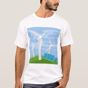 Camiseta Moinhos de vento e células solares