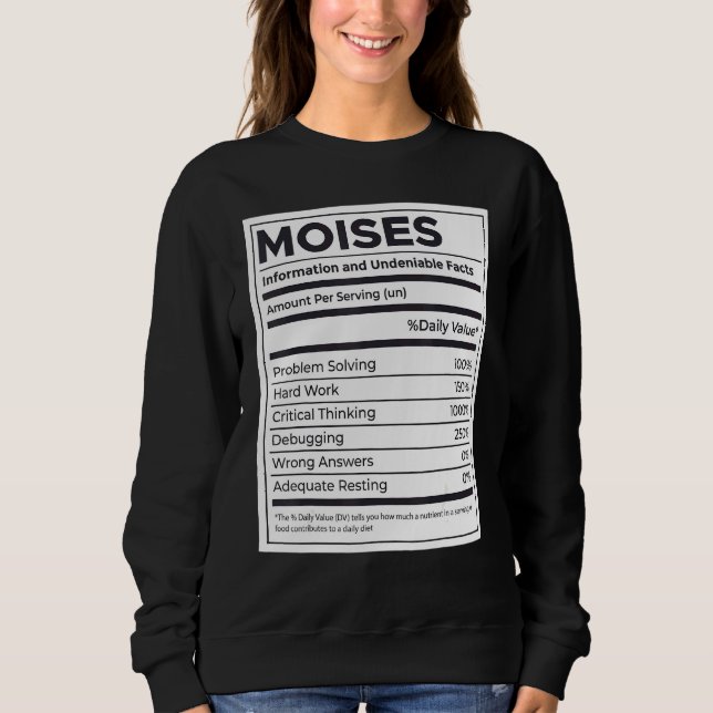 Camiseta Moises Informações sobre Nutrição Problema Solucio (Frente)