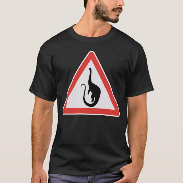 Camiseta Mokele-Mbembe Congo - Sinal da Estrada do Dinossau (Frente)