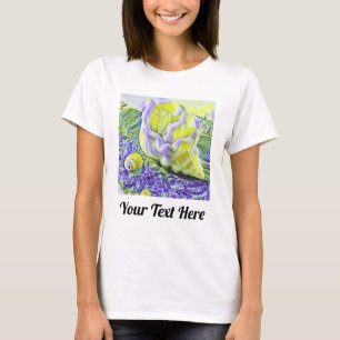 Camiseta Mola d'água pintada com uma casca roxa amarela