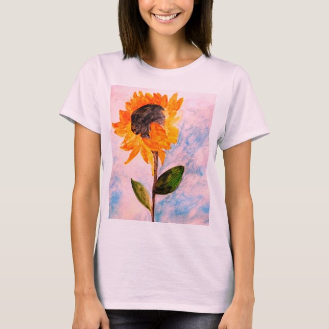 Camiseta Mola de água Rosa Dourada de girassol (Frente)