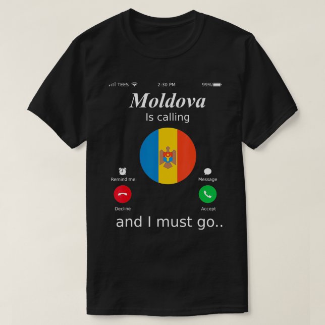 Camiseta Moldova Is Calling and I Must Go Moldova Flag shir (Frente do Design)