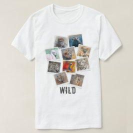 Camiseta Moldura de Colagem de Fotos de Animais Selvagens Ú