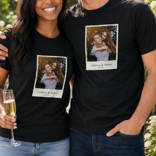 Camiseta Moldura de Foto Retro Divertida para Casamento e N