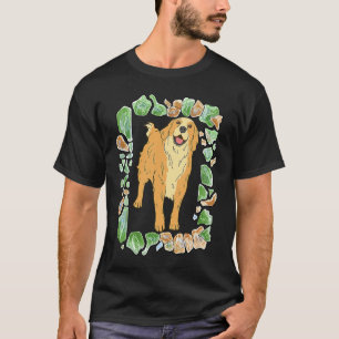Camiseta Moldura de imagem do cão Golden Retriever com pedr