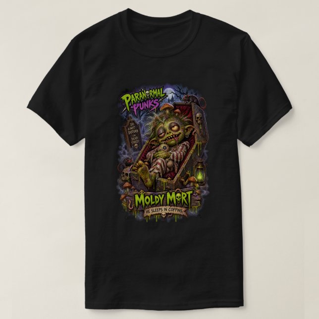 Camiseta Moldy Mort — Punks Paranormais (Frente do Design)