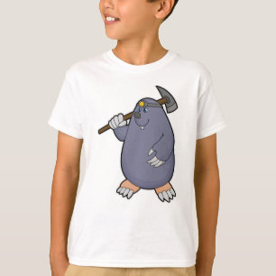 Camiseta Mole como agricultor com picaxe e destaque