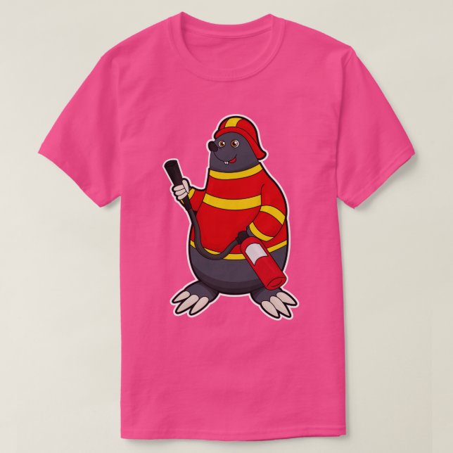 Camiseta Mole como Bombeiro com extintor de incêndio (Frente do Design)