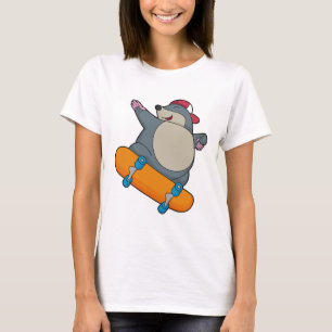 Camiseta Mole como skater com skate