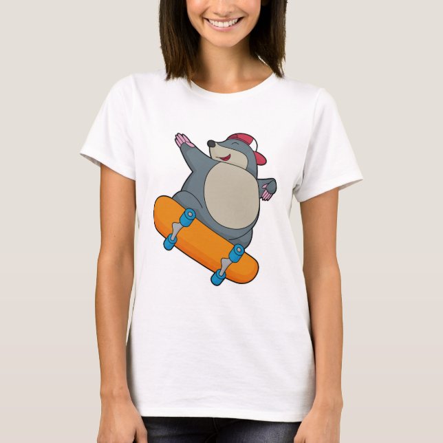 Camiseta Mole como skater com skate (Frente)