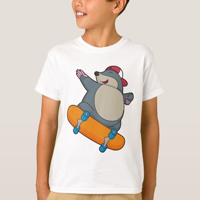 Camiseta Mole como skater com skate (Frente)