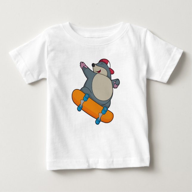 Camiseta Mole como skater com skate (Frente)