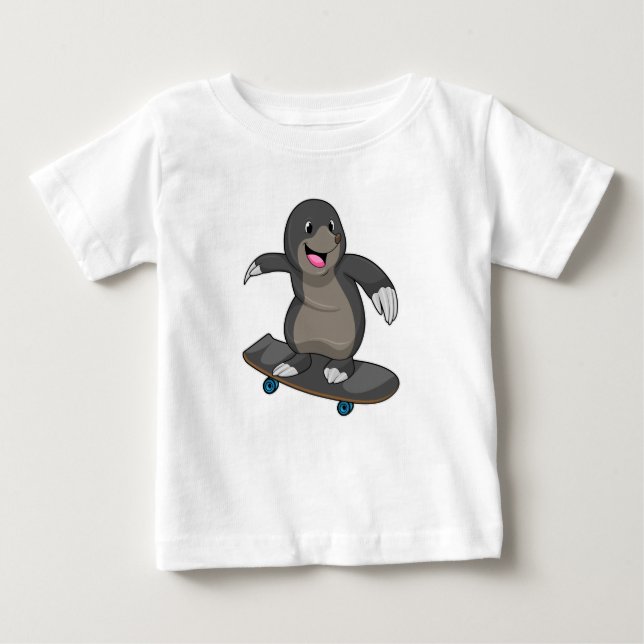 Camiseta Mole como skater com skate (Frente)