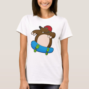 Camiseta Mole como skater com skate e capacete