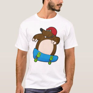 Camiseta Mole como skater com skate e capacete