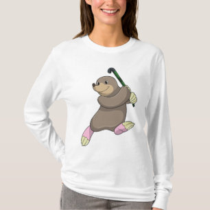 Camiseta Mole no Hockey com Taco de Hóquei