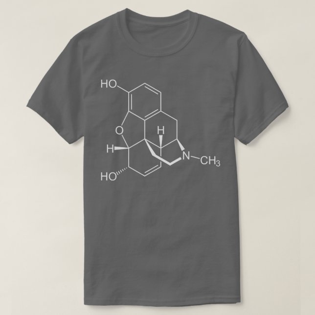Camiseta Molécula de morfina C17H19NO3 Química (Frente do Design)