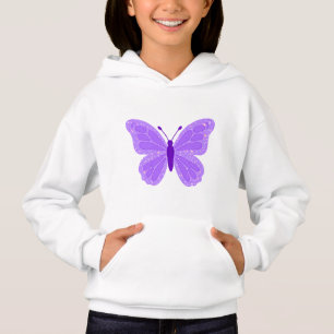 Camiseta Moletom com Capuz Borboleta Roxa para Crianças