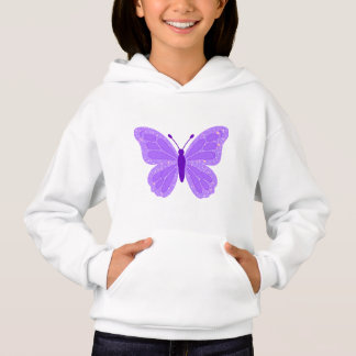 Camiseta Moletom com Capuz Borboleta Roxa para Crianças
