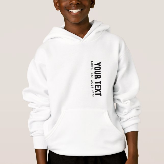 Camiseta Moletom com capuz branco para meninos (Frente)