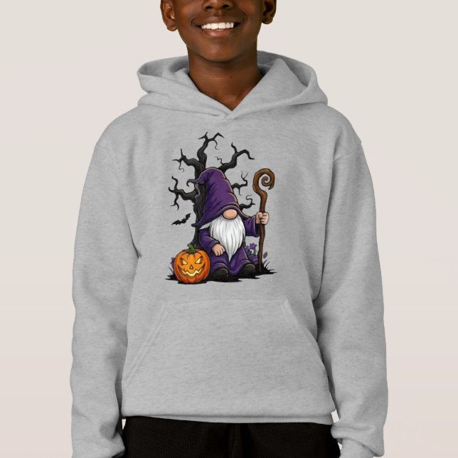 Camiseta Moletom com Capuz de Gnome de Halloween para Crian (Frente)