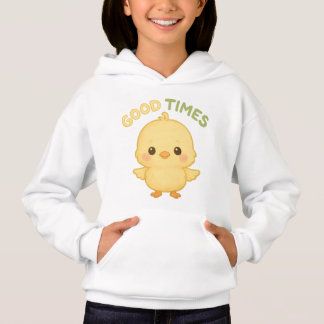 Camiseta Moletom com Capuz e Gráfico de Frango Amarelo Fofo